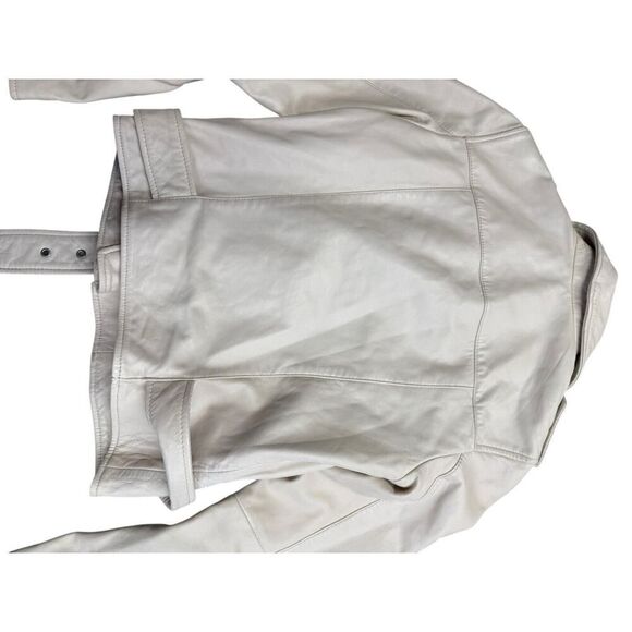 ALLSAINTS Anderson Sheepskin Leather Zip Front Biker Jacket White Size 4 US - Picture 8 of 13